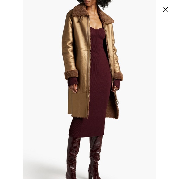 Dom Goor Metallic Sheerling sheepskin bronze leather coat - Picture 2 of 16